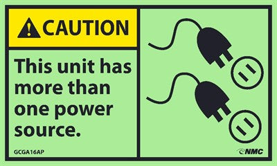 CAUTION, THIS UNIT HAS MORE THAN ONE POWER SOURCE, 3X5, PS VINYLGLOW, 5/PK