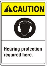 ANSI Z535 Caution Hearing Prtoection Required Here Sign | AN-20