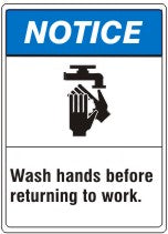 ANSI Z535 Notice Wash Hands Before Returning To Work Signs | AN-30