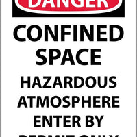DANGER, CONFINED SPACE HAZARDOUS ATMOSPHERE. . ., 14X10, RIGID PLASTIC