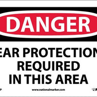 DANGER, EAR PROTECTION REQUIRED IN THIS AREA, 10X14, RIGID PLASTIC