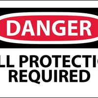 DANGER, FALL PROTECTION REQUIRED, 3X5, PS VINYL, 5/PK