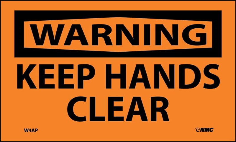 WARNING, KEEP HANDS CLEAR, 3X5, PS VINYL, 5/PK