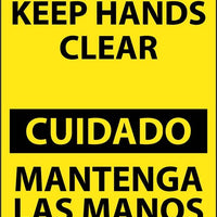 Caution Keep Hands Clear English/Spanish 5"x3" Vinyl | ESC536AP