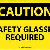 CAUTION, SAFETY GLASSES REQUIRED, 10X14, .040 ALUM
