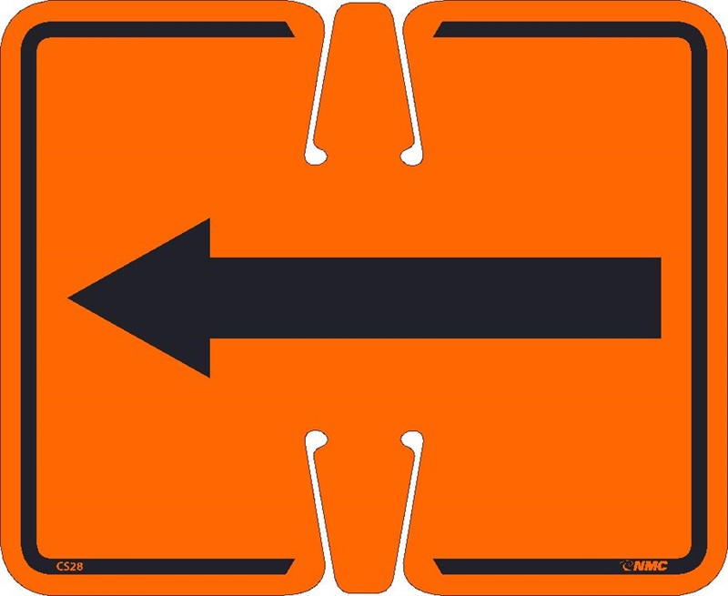 SAFETY CONE ARROW SIGN, 10.375
