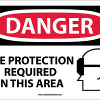 DANGER, EYE PROTECTION REQUIRED IN THIS AREA, 10X14, RIGID PLASTIC