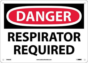 DANGER, RESPIRATOR REQUIRED, 10X14, RIGID PLASTIC