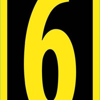 NUMBER, 6, 2.5 HIGH VISIBILITY YELLOW BLACK, PS VINYL