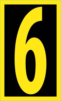 NUMBER, 6, 2.5 HIGH VISIBILITY YELLOW BLACK, PS VINYL