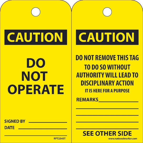 TAGS, DO NOT OPERATE, 6X3, POLYTAG, BOX OF 250, EZ PULL