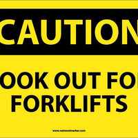 CAUTION, LOOK OUT FOR POWERED INDUSTRIAL TRUCKS, 10X14, RIGID PLASTIC