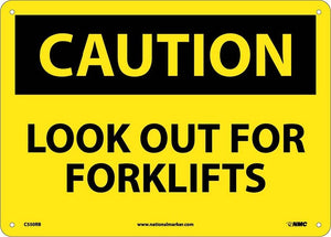 CAUTION, LOOK OUT FOR POWERED INDUSTRIAL TRUCKS, 10X14, RIGID PLASTIC