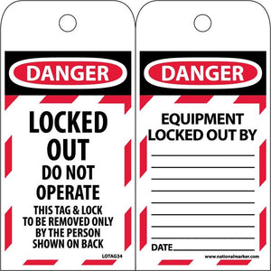 Danger Locked Out Do Not Operate Lockout Tags | LOTAG34