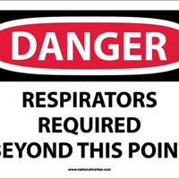 DANGER, RESPIRATORS REQUIRED BEYOND THIS POINT, 10X14, RIGID PLASTIC