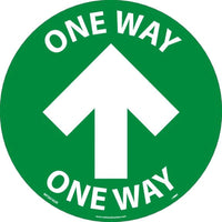 WALK ON - SMOOTH, ONE WAY ARROW, 8 IN DIA, GREEN, NON-SKID SMOOTH ADHESIVE BACKED VINYL, 10/PK