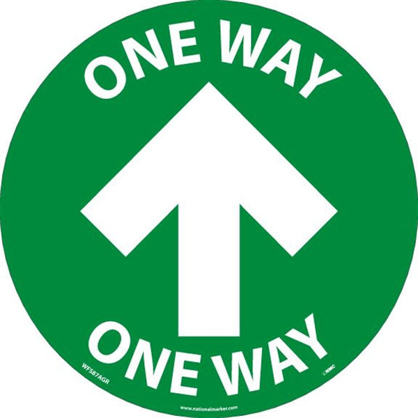 WALK ON - SMOOTH, ONE WAY ARROW, 8 IN DIA, GREEN, NON-SKID SMOOTH ADHESIVE BACKED VINYL, 10/PK