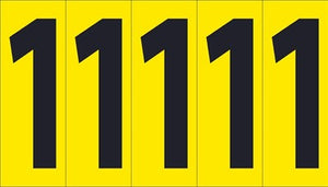 NUMBER CARD, 4" 1 (5 NUMBERS/CARD), PS CLOTH
