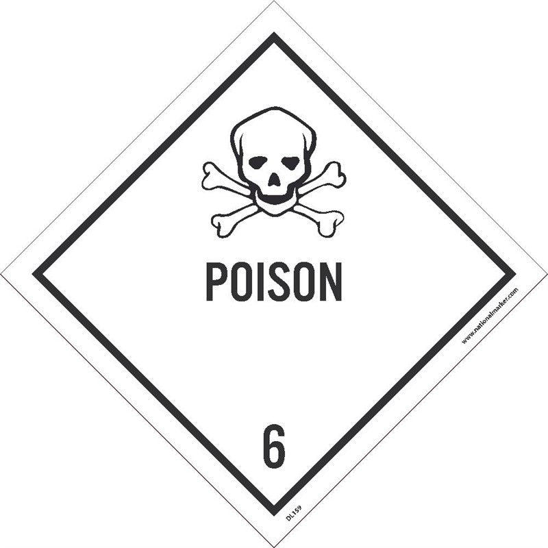 DOT SHIPPING LABEL, POISON 6, 4X4, PS VINYL, 500/ROLL