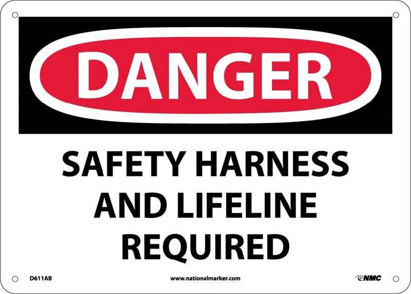 DANGER, SAFETY HARNESS AND LIFELINE REQUIRED, 10X14, PS VINYL