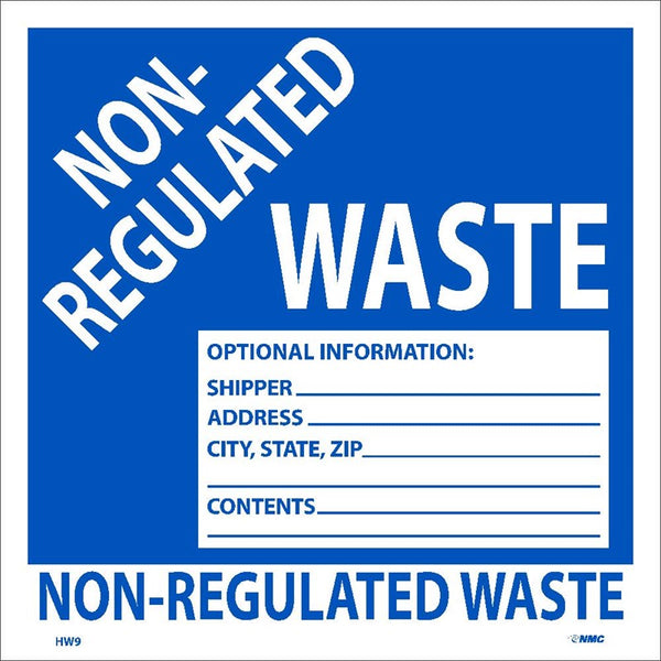 LABELS, NON-REGULATED WASTE, 6X6, PS VINYL, 25/PK