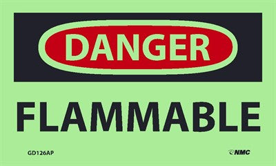 DANGER, FLAMMABLE, 3X5, PS VINYLGLOW, 5/PK