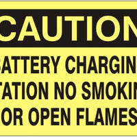 Caution Battery Charging Station No Smoking Or Open Flames Signs | C-0501