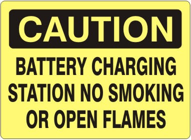 Caution Battery Charging Station No Smoking Or Open Flames Signs | C-0501