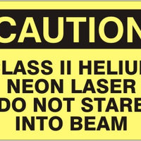 Caution Class II Helium Neon Laser Do Not Stare Into Beam Signs | C-0814