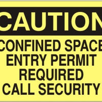 Caution Confined Space Entry Permit Required Call Security Signs | C-0824