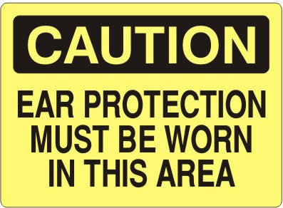 Caution Ear Protection Must Be Worn In This Area Signs | C-1604