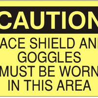 Caution Face Shield And Goggles Must Be Worn In This Work Area Signs | C-2604