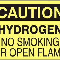 Caution Hydrogen No Smoking Or Open Flame Signs | C-3726
