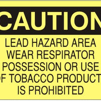 Caution Laser Hazard Area Wear Respirator Possession Or Use Of Tobacco Products Is Prohibited Signs | C-4505