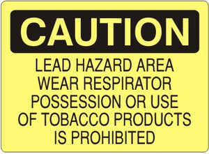 Caution Laser Hazard Area Wear Respirator Possession Or Use Of Tobacco Products Is Prohibited Signs | C-4505