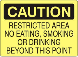 Caution Restricted Area No Eating Smoking Or Drinking Beyond This Point Signs | C-6609