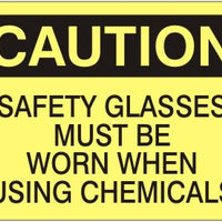 Caution Safety Glasses Must Be Worn When Handling Chemicals Signs | C-7104