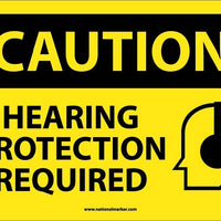 CAUTION, HEARING PROTECTION REQUIRED, GRAPHIC,  10X14, .040 ALUM