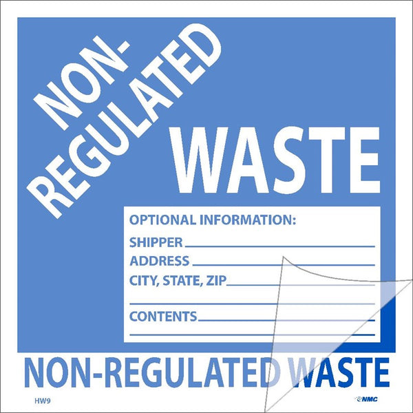 SELF-LAMINATING LABELS, NON-REGULATED WASTE, 6X6, PS VINYL, 25/PK