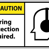 CAUTION, HEARING PROTECTION REQUIRED (GRAPHIC), 3X5, PS VINYL, 5/PK