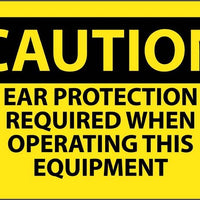 CAUTION, EAR PROTECTION REQUIRED WHEN OPERATING THIS EQUIPMENT, 3X5, PS VINYL, 5/PK