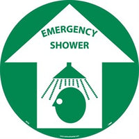 WALK ON FLOOR SIGN, 17" DIA., SMOOTH NON-SLIP SURFACE, EMERGENCY SHOWER