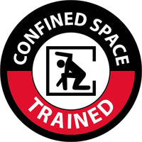 HARD HAT LABEL, CONFINED SPACE TRAINED, 2" DIA, REFLECTIVE PS VINYL, 25/PK
