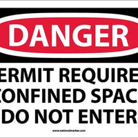 DANGER, PERMIT REQUIRED CONFINED SPACE DO NOT ENTER, 10X14, .040 ALUM