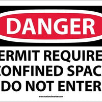 DANGER, PERMIT REQUIRED CONFINED SPACE DO NOT ENTER, 10X14, RIGID PLASTIC