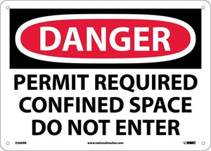DANGER, PERMIT REQUIRED CONFINED SPACE DO NOT ENTER, 10X14, RIGID PLASTIC