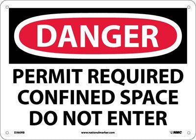 DANGER, PERMIT REQUIRED CONFINED SPACE DO NOT ENTER, 10X14, RIGID PLASTIC