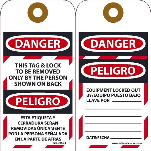 Danger Equipment Locked Out Bilingual Lockout Tags | SPLOTAG1