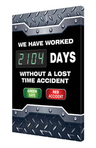 Digi-Day® 3 Electronic Safety Scoreboards: We Have Worked __ Days Without A Lost Time Accident