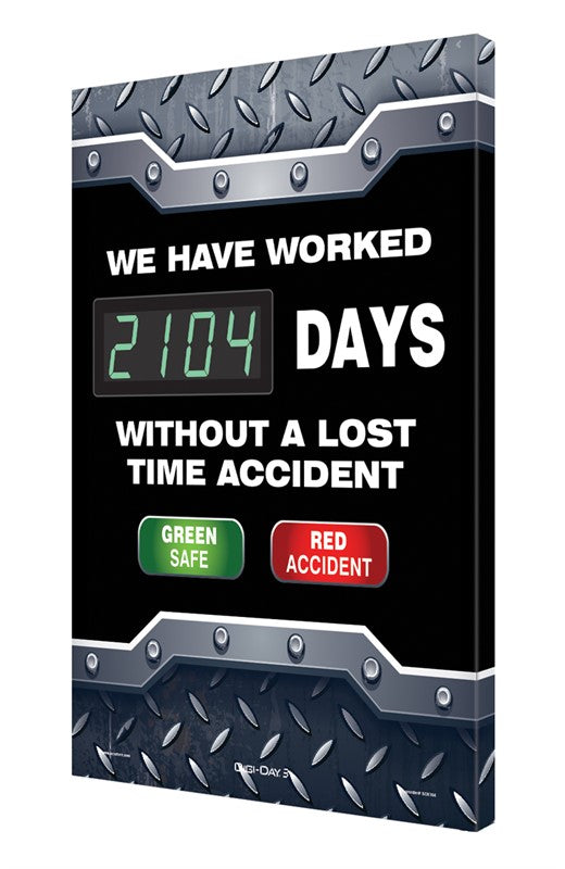 Digi-Day® 3 Electronic Safety Scoreboards: We Have Worked __ Days Without A Lost Time Accident